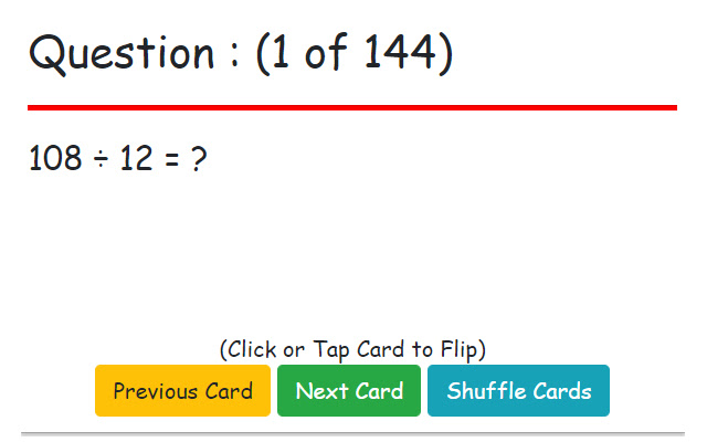 Flash Cards : Division Facts  from Chrome web store to be run with OffiDocs Chromium online