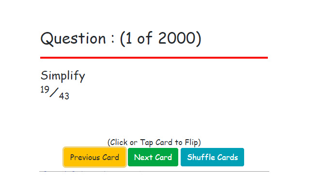 Flashcards : Simplifying Fractions  from Chrome web store to be run with OffiDocs Chromium online