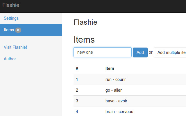 Flashie  from Chrome web store to be run with OffiDocs Chromium online