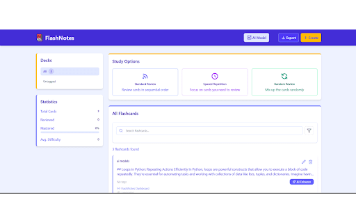 FlashNotes Highlight To Flashcards  from Chrome web store to be run with OffiDocs Chromium online