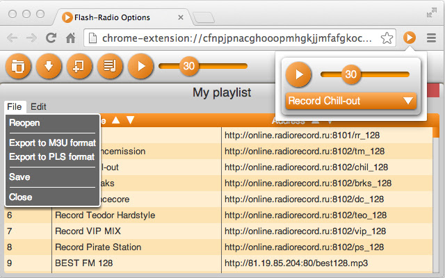 Flash Radio 2  from Chrome web store to be run with OffiDocs Chromium online