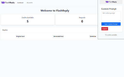 FlashReply  from Chrome web store to be run with OffiDocs Chromium online