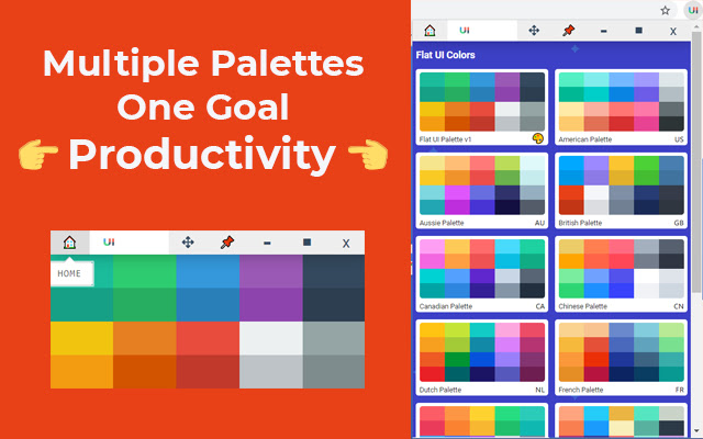 Flat UI Colors Palette App  from Chrome web store to be run with OffiDocs Chromium online