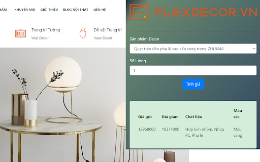 Flexdecor VN  from Chrome web store to be run with OffiDocs Chromium online