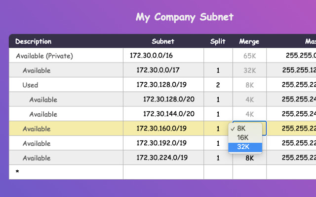 Flex Subnetting Subnet Calculator  from Chrome web store to be run with OffiDocs Chromium online