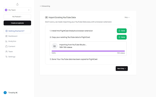 Flightcast  from Chrome web store to be run with OffiDocs Chromium online