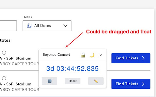 Floating Countdown Timer  from Chrome web store to be run with OffiDocs Chromium online