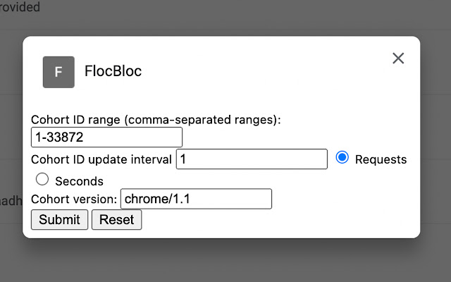 FlocBloc  from Chrome web store to be run with OffiDocs Chromium online