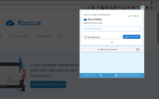 floccus bookmarks sync  from Chrome web store to be run with OffiDocs Chromium online