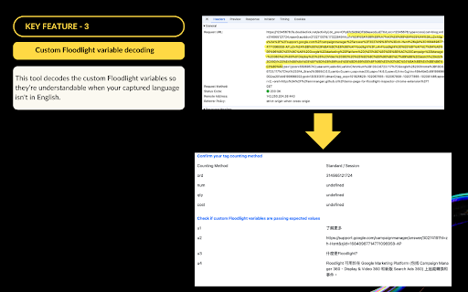 Floodlight Inspector  from Chrome web store to be run with OffiDocs Chromium online