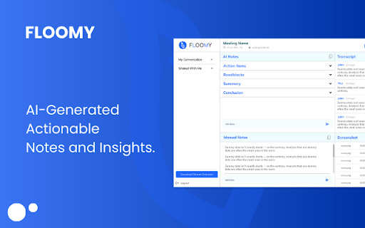 Floomy : Save time with Meeting Minutes (MOM)  from Chrome web store to be run with OffiDocs Chromium online