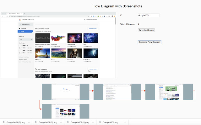 Flow Diagram with Screenshots  from Chrome web store to be run with OffiDocs Chromium online