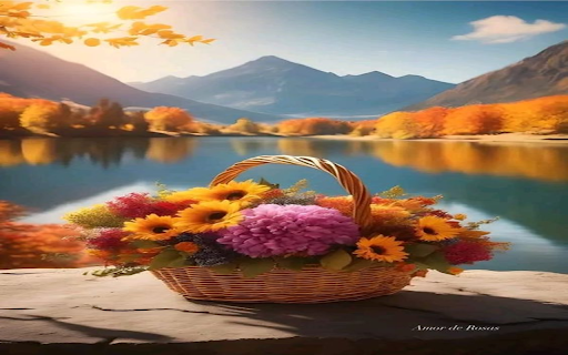 flower basket wallpaper next to the lake  from Chrome web store to be run with OffiDocs Chromium online