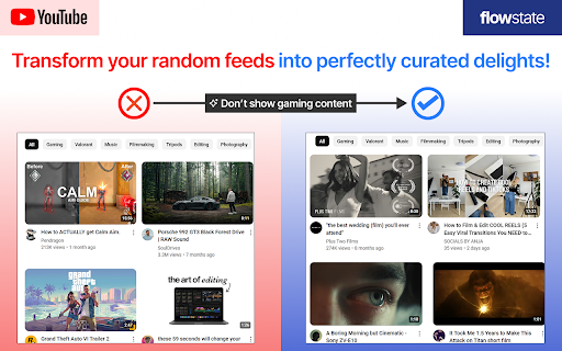 Flowstate: Filter YouTube  X feeds with AI. Total focus, zero distraction  from Chrome web store to be run with OffiDocs Chromium online