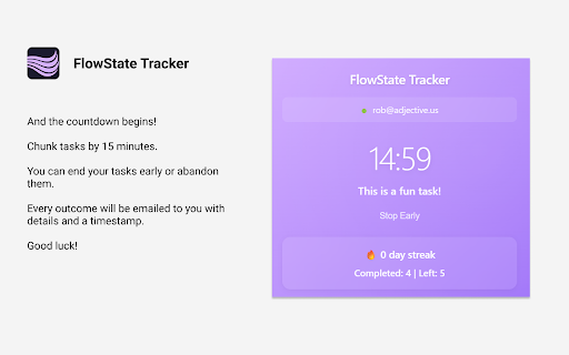FlowState Tracker  from Chrome web store to be run with OffiDocs Chromium online