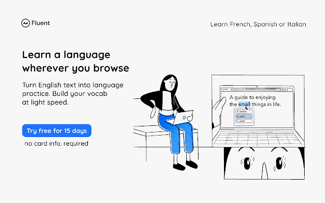 Fluent: Language Learning Vocab  from Chrome web store to be run with OffiDocs Chromium online