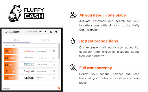 Fluffy Cash  from Chrome web store to be run with OffiDocs Chromium online