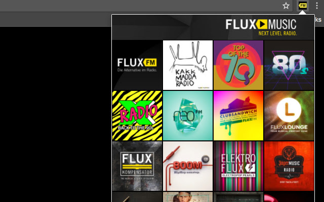 Flux FM Player  from Chrome web store to be run with OffiDocs Chromium online