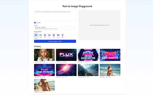 Flux Image Generator  from Chrome web store to be run with OffiDocs Chromium online