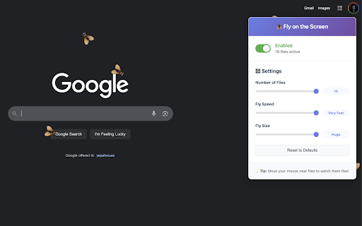 Fly on the Screen  from Chrome web store to be run with OffiDocs Chromium online