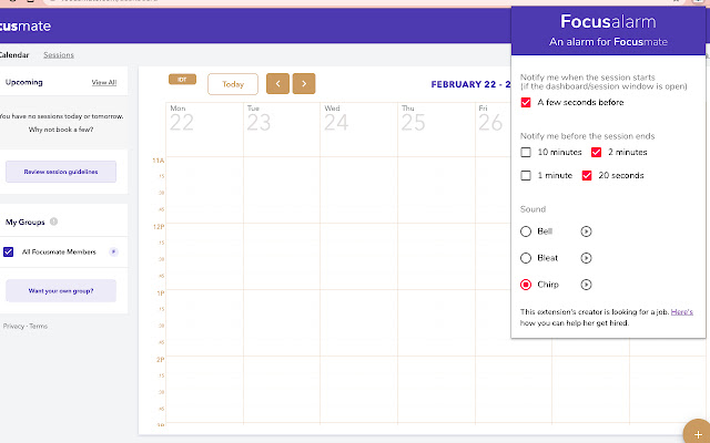 Focusalarm  from Chrome web store to be run with OffiDocs Chromium online