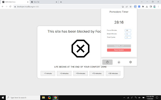 FocusBlock: Website Blocker  Pomodoro Timer  from Chrome web store to be run with OffiDocs Chromium online