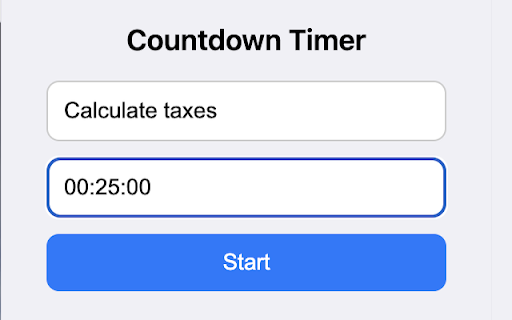 Focus Countdown  from Chrome web store to be run with OffiDocs Chromium online
