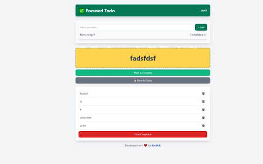 Focused Todo  from Chrome web store to be run with OffiDocs Chromium online