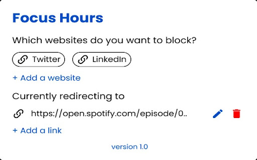 Focus Hours  from Chrome web store to be run with OffiDocs Chromium online