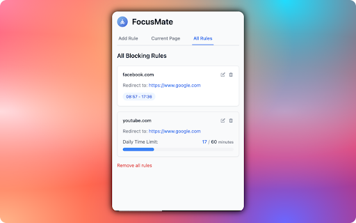 FocusMate Website Blocker  Time Manager  from Chrome web store to be run with OffiDocs Chromium online