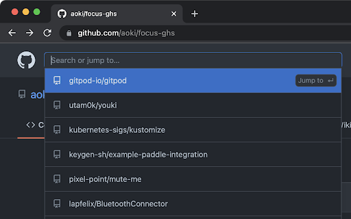 Focus on the GitHubSearch  from Chrome web store to be run with OffiDocs Chromium online