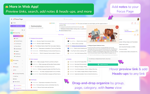 Focus Page Your All in One Link Workspace for Work  Life  from Chrome web store to be run with OffiDocs Chromium online