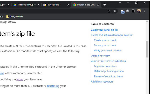 Focus Timer no popup  from Chrome web store to be run with OffiDocs Chromium online