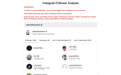 Follower Analysis for Instagram  from Chrome web store to be run with OffiDocs Chromium online