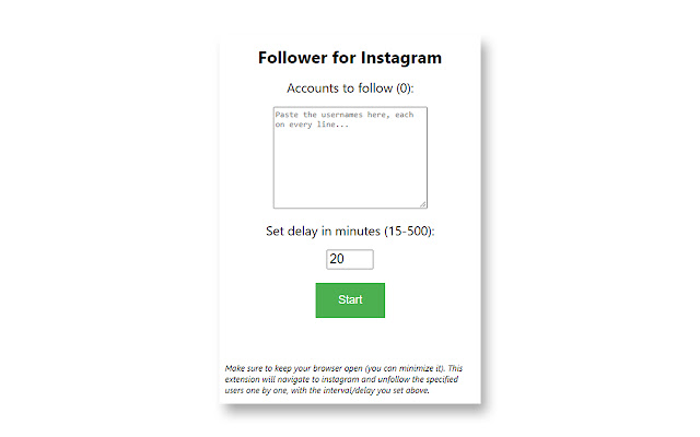 Follower for Instagram  from Chrome web store to be run with OffiDocs Chromium online