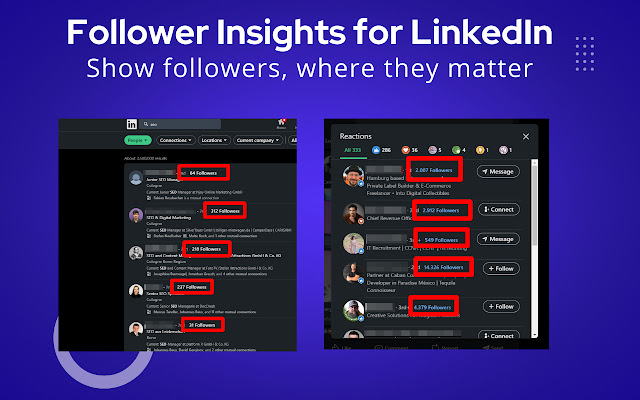 Follower Insights for LinkedIn  from Chrome web store to be run with OffiDocs Chromium online