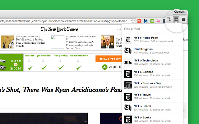 Follow Feed | Feedly  from Chrome web store to be run with OffiDocs Chromium online