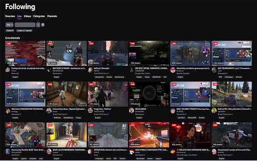 Following Filters for Twitch  from Chrome web store to be run with OffiDocs Chromium online