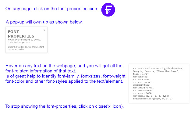 Font Properties  from Chrome web store to be run with OffiDocs Chromium online