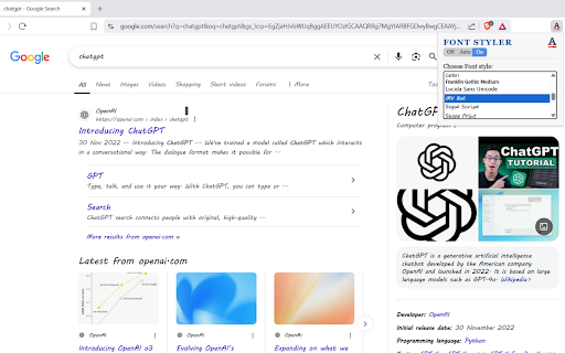 Font Styler  from Chrome web store to be run with OffiDocs Chromium online