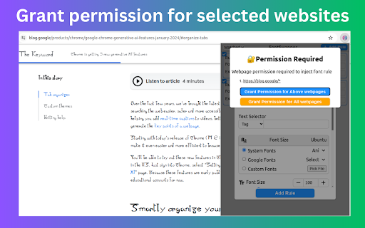 fontSwapper Change selected sites font  from Chrome web store to be run with OffiDocs Chromium online