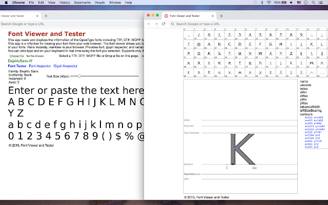 Font Viewer and Tester  from Chrome web store to be run with OffiDocs Chromium online