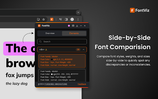 FontViz: Inspect fonts with ease  from Chrome web store to be run with OffiDocs Chromium online