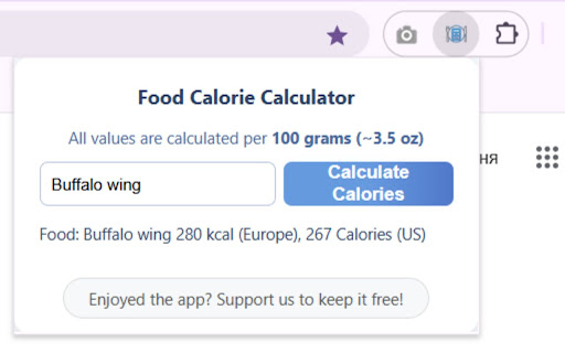Food Calorie Calculator  from Chrome web store to be run with OffiDocs Chromium online