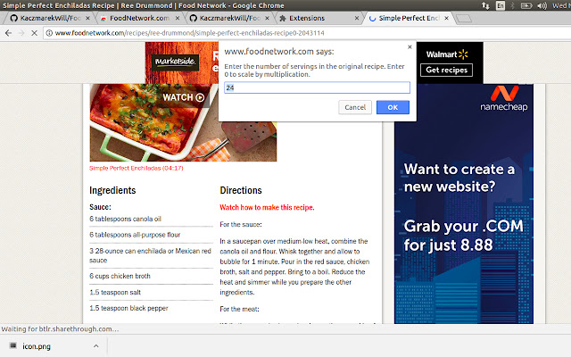 FoodNetwork.com Recipe Scaling  from Chrome web store to be run with OffiDocs Chromium online