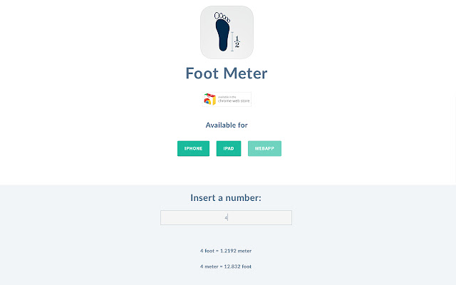 Foot Meter  from Chrome web store to be run with OffiDocs Chromium online