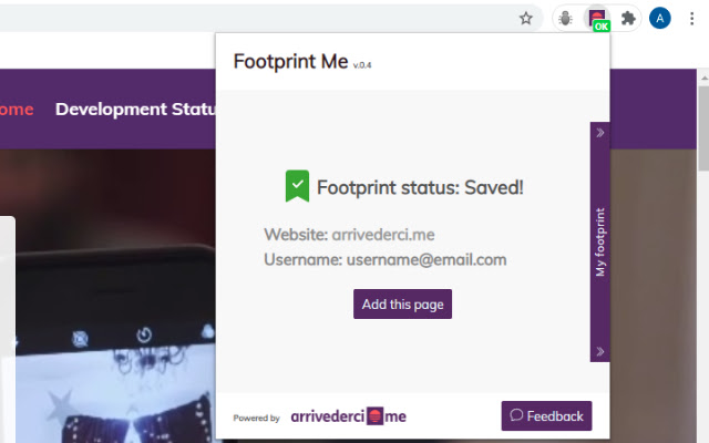 Footprint Me  from Chrome web store to be run with OffiDocs Chromium online