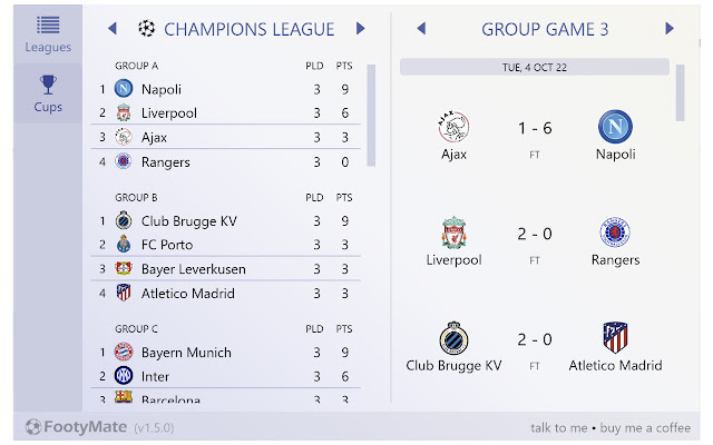 Footy Mate  from Chrome web store to be run with OffiDocs Chromium online