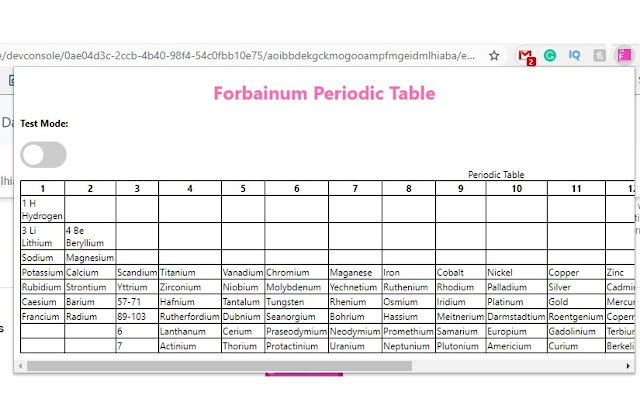 Forbainum Periodic Table  from Chrome web store to be run with OffiDocs Chromium online