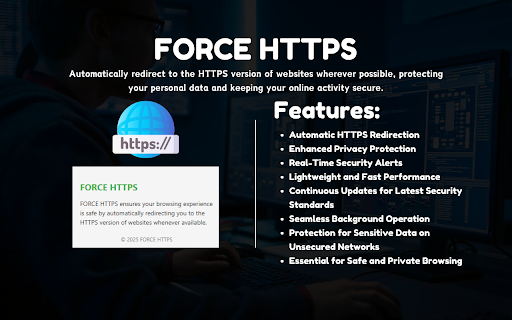 Force HTTPS Browse Securely, Everywhere  from Chrome web store to be run with OffiDocs Chromium online